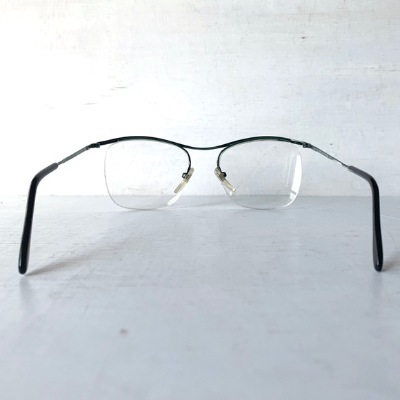 Semi Rimless Anglo American Eyewear MOD M63 Metallic Green 80's Vintage Unisex - Picture 7 of 13